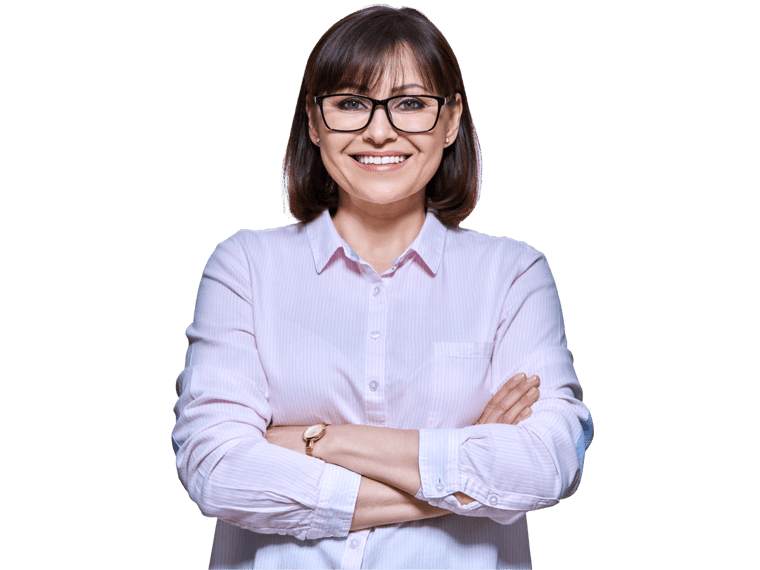 Azeri translation services , Portrait of confident middle-aged business woman on light background