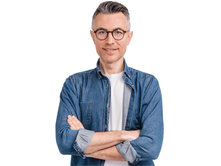 Basque translation services , Successful caucasian middle-aged man in casual outfit with arms crossed 