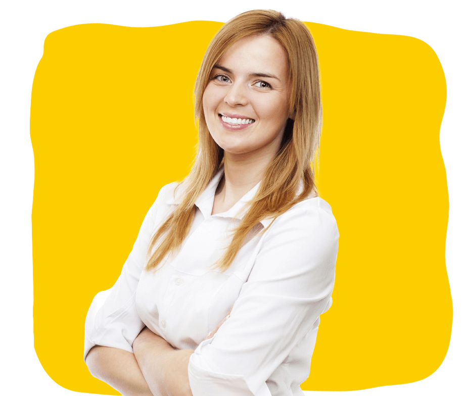 Belgian Dutch translation services, Young girl wearing a peach-coloured shirt, smiling confidently.