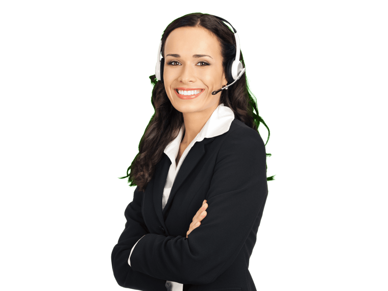 Brazilian portuguese interpreting services smiling woman wearing black jacket and a headset 