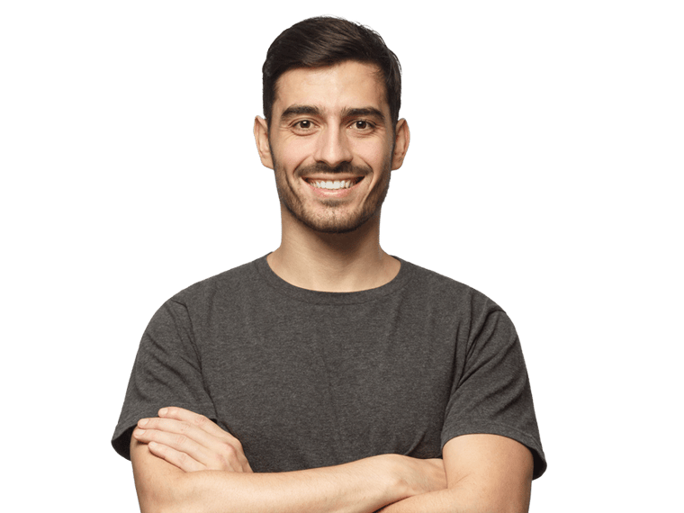 Brazilian portuguese translation services expert smiling with crossed arms