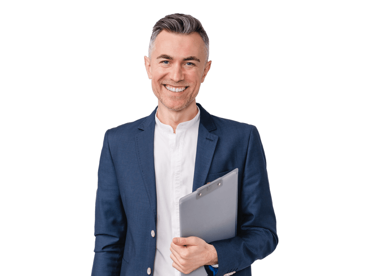 Certificates of incorporation translation expert looking good in blue suit holding a planner