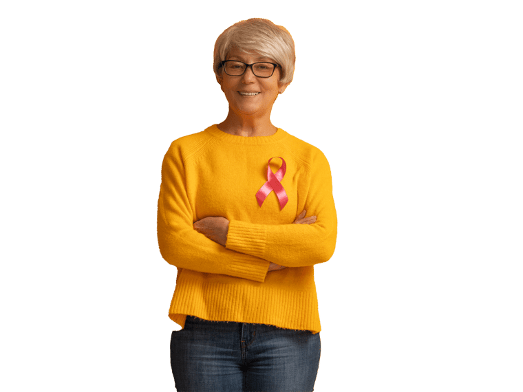 Charity translation services Senior woman on color yellow background