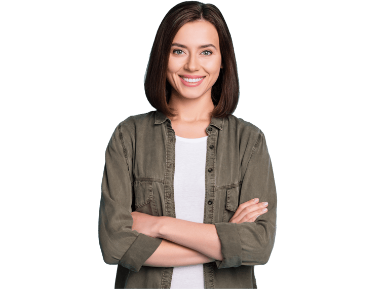 Chilean spanish translation services, Photo of charming cool lady arms crossed ready for start-up work wear grey clothes