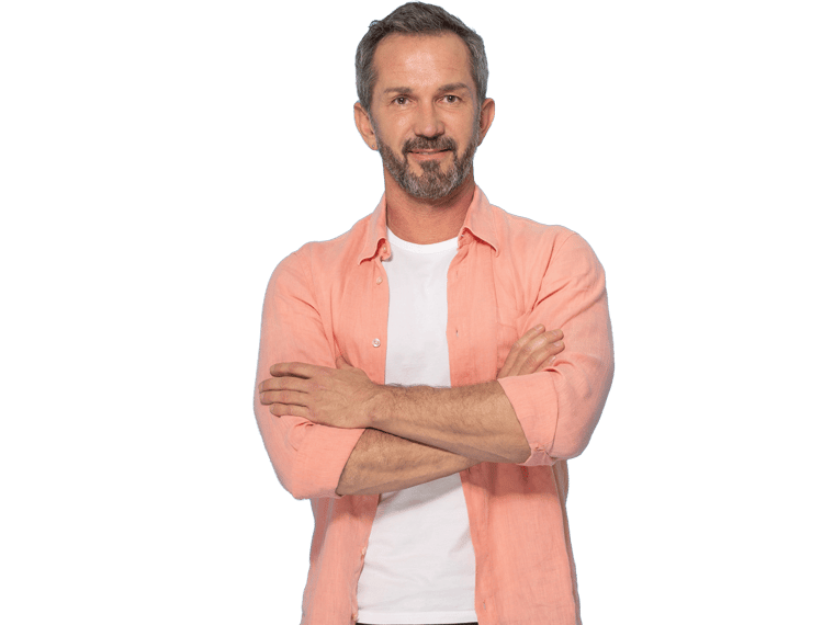 Czech translation Professional in Light colored polo crossed arms