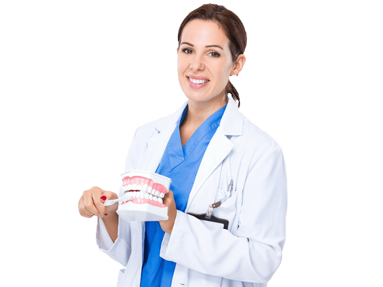 Dentistry-translation-services UK, A dentist in a white coat with tools in a clinic, representing dentistry translation services.