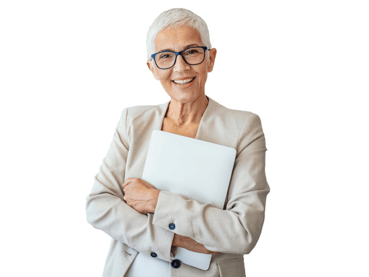 Disclosure scotland translation services professional holding a laptop and smiling 