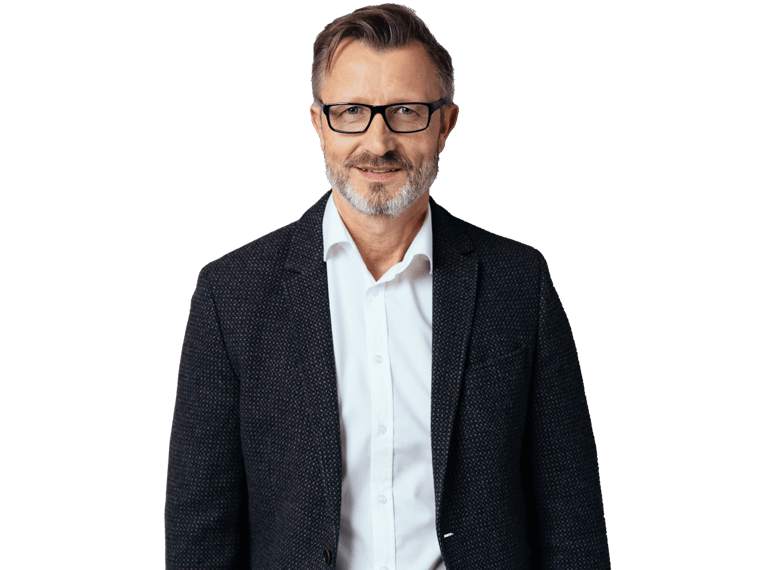 English translation services, Middle age blonde business woman standing over isolated background happy face smiling