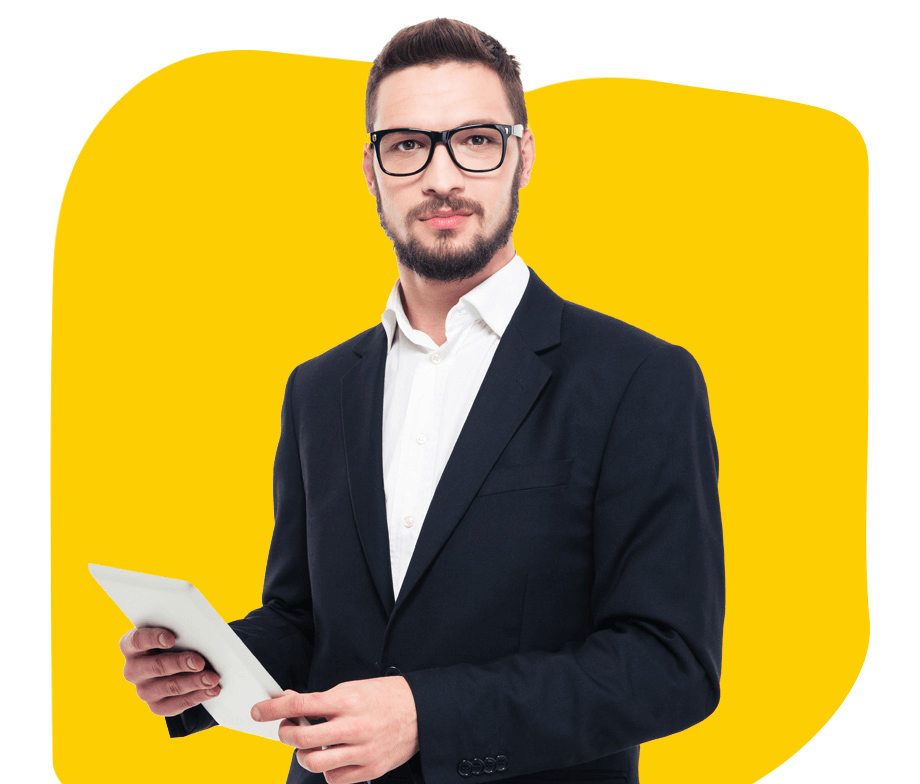 Dutch website translation services, A professional web developer, wearing a black blazer, checking website reports.