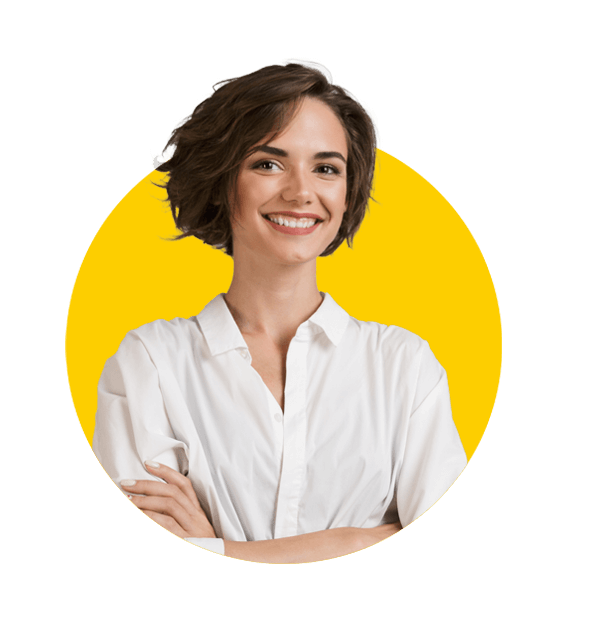 Finnish translation services by Absolute Translations, happy young businesswoman posing, isolated over grey wall background, representing professional language solutions.