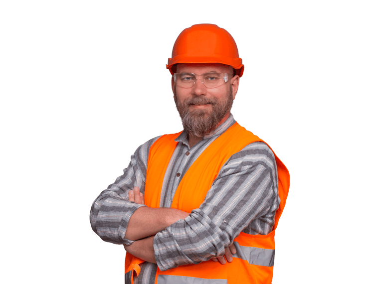 French technical translation services man wearing construction hat and vest