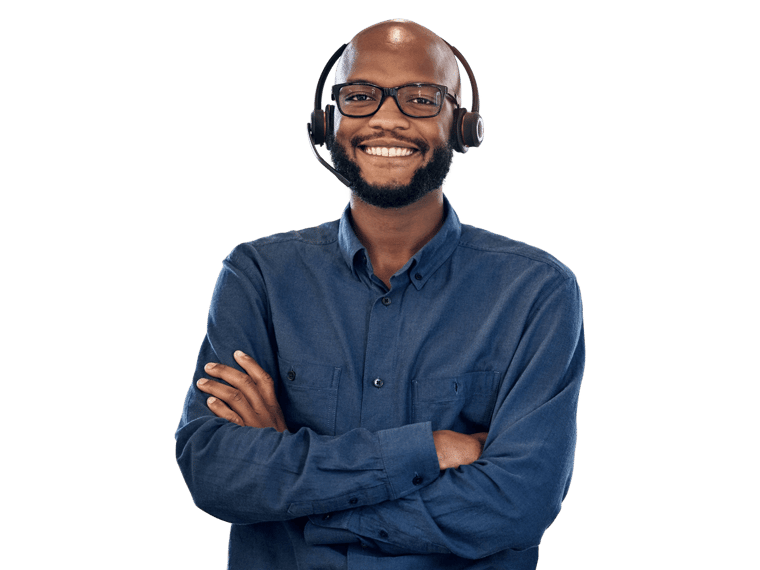 Haitian interpreting services cheerful man wearing a headset