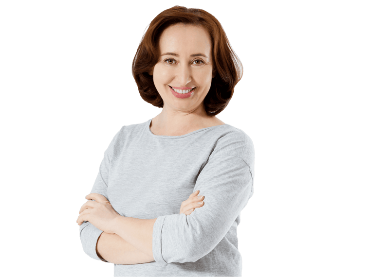 Hebrew translation services ,A young woman smiling and confidently folding her hands