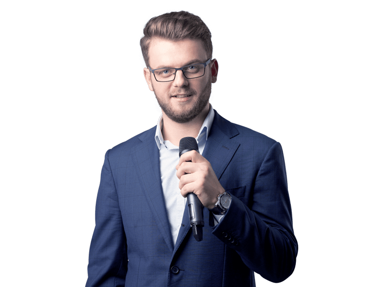 Interpreting services manchester man holding a mic