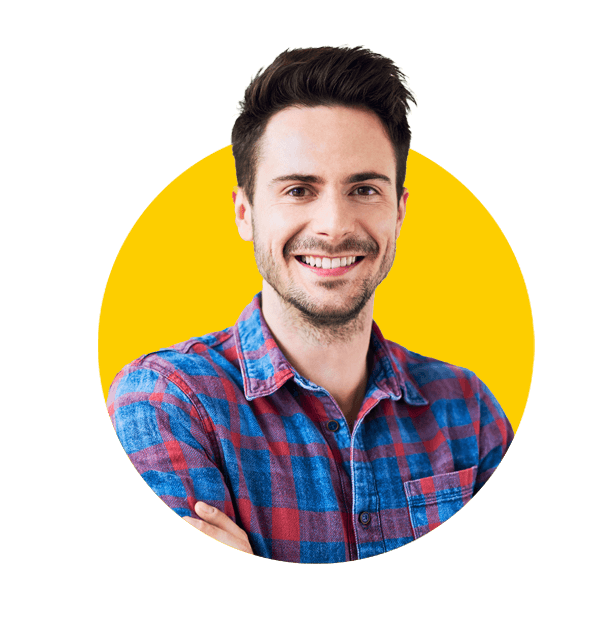 Interpreting services by Absolute Translations, young handsome man looking at the camera while standing in a modern office.