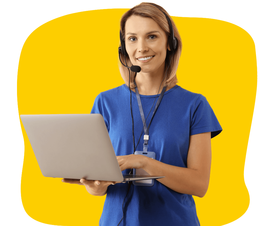 Interpreting prices – Professional remote interpreter with headset providing online interpreting services.