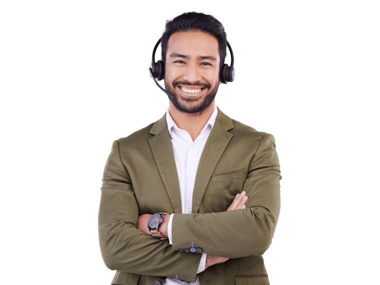 Kazakh interpreting services smiling man wearing a headset