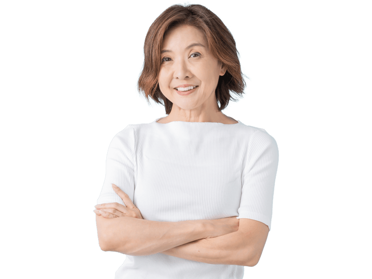 Korean translation services experienced professional with crossed arms wearing a white top and smiling