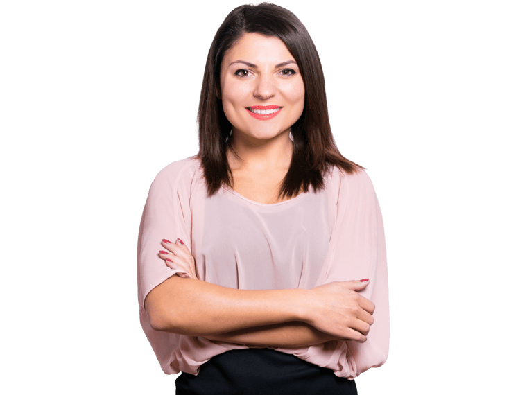 Kurdish translation services, closeup of a young beautiful business woman crossed her arms
