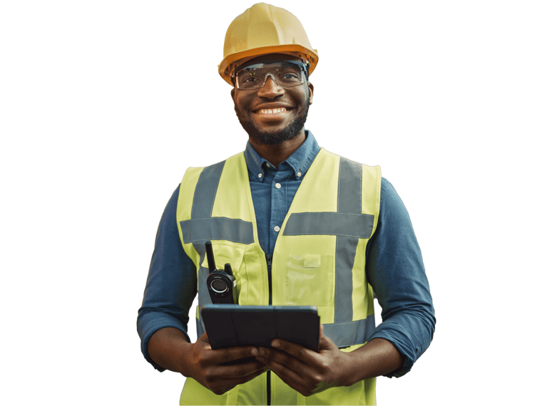 Logistics translation services,  Smiling Portrait of a Handsome African American Black Industrial Engineer