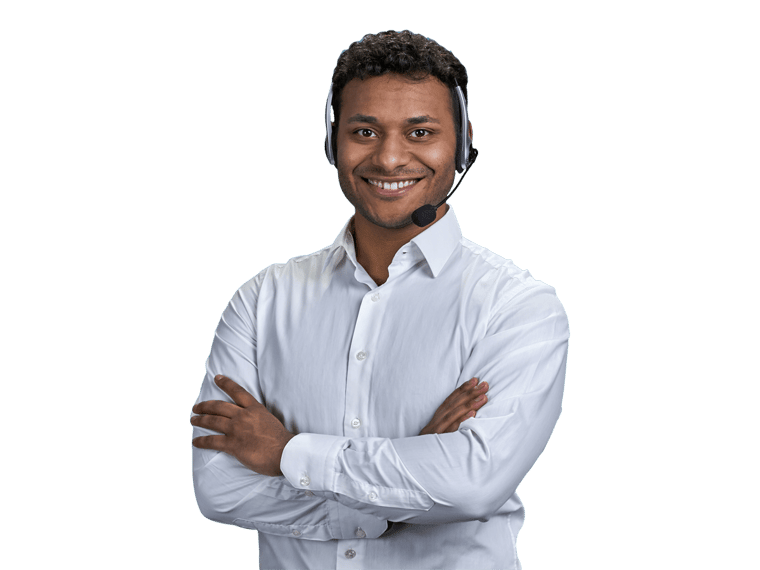 Malayalam interpreting services man wearing a headset and smiling