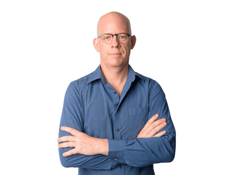 Patents translation services man with glasses wearing a blue shirt