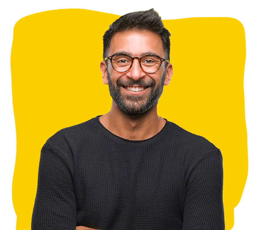 Professional-Argentinian-Spanish-Translator., Adult hispanic man wearing glasses over isolated background happy face smiling with crossed arms looking at the camera. Positive person.