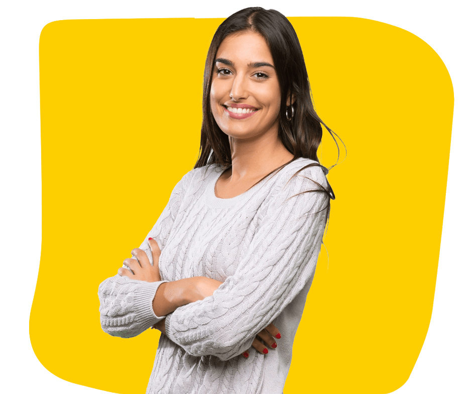 Professional-Belgian-Dutch-Proofreading-company, A full-length shot of a Young hispanic brunette woman with arms crossed