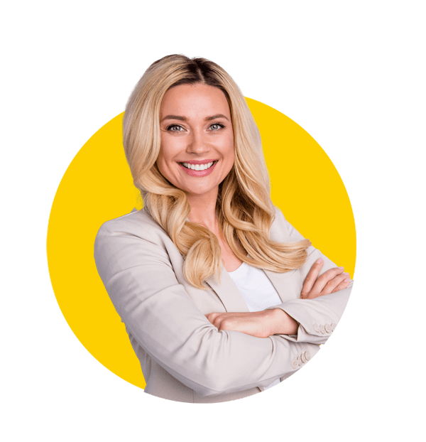 Professional Luxembourgian translation services by Absolute Translations, confident young Caucasian businesswoman with a pleasant smile.