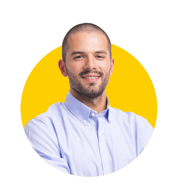 Professional Macedonian translation services by Absolute Translations, young businessman standing with arms crossed on white background.