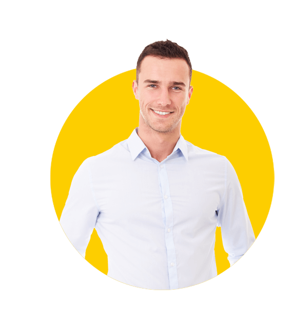 Professional madrid translation company,  Portrait of smiling man with hands in pockets, isolated on white background.