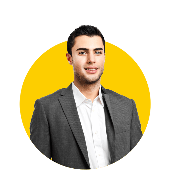 Mexican Spanish translation services by Absolute Translations, smiling young male manager isolated on white background.