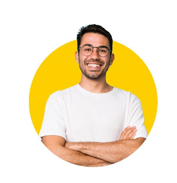 Professional Simplified Chinese translation services by Absolute Translations, young handsome Hispanic man smiling with arms crossed, looking proud and satisfied.