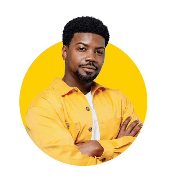 Professional Tigrinya subtitling services – young confident happy African American man wearing a yellow shirt.