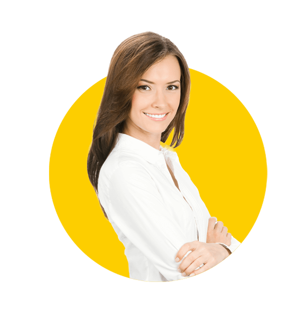 Professional translation services Birmingham, Portrait of happy smiling young cheerful business woman, isolated on white background.