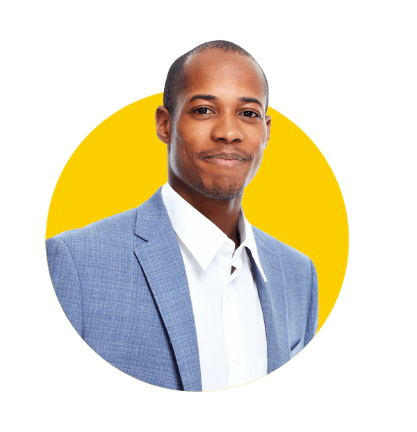 Twi translation services by Absolute Translations, African-American businessman isolated on white background.