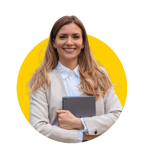 Welsh subtitling services by Absolute translations,  Portrait of a business woman holding tablet in hands