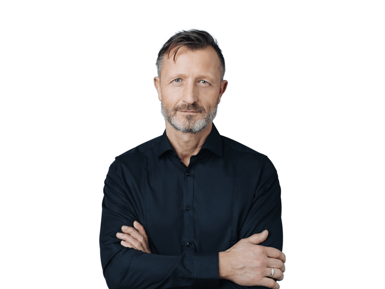 Retail translation services bearded man wearing a black shirt.