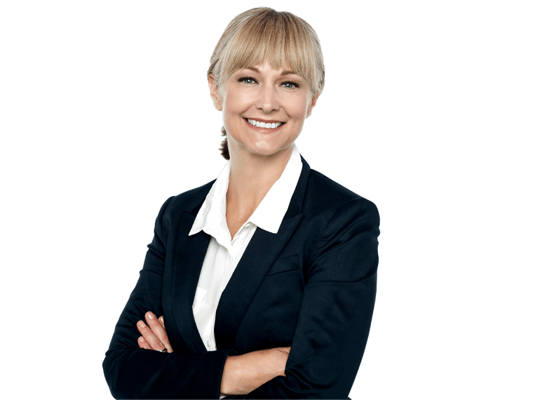 Romanian translation services, Smiling female employer posing confidently 