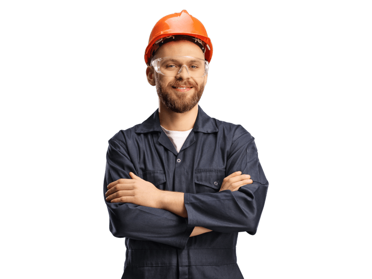 Russian technical translation services man in a hard hat and work clothes