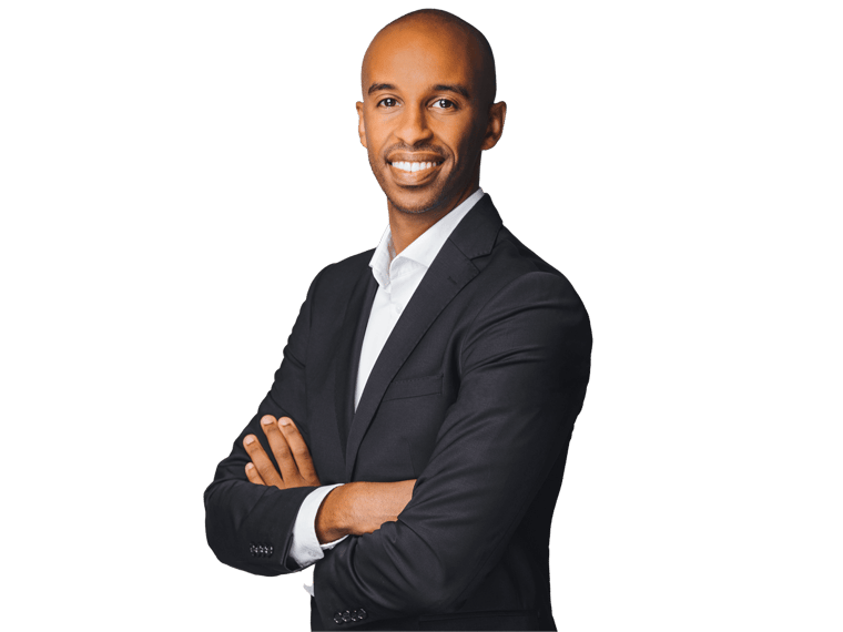 Somali translation services, Happy businessman isolated - handsome man standing with crossed arms