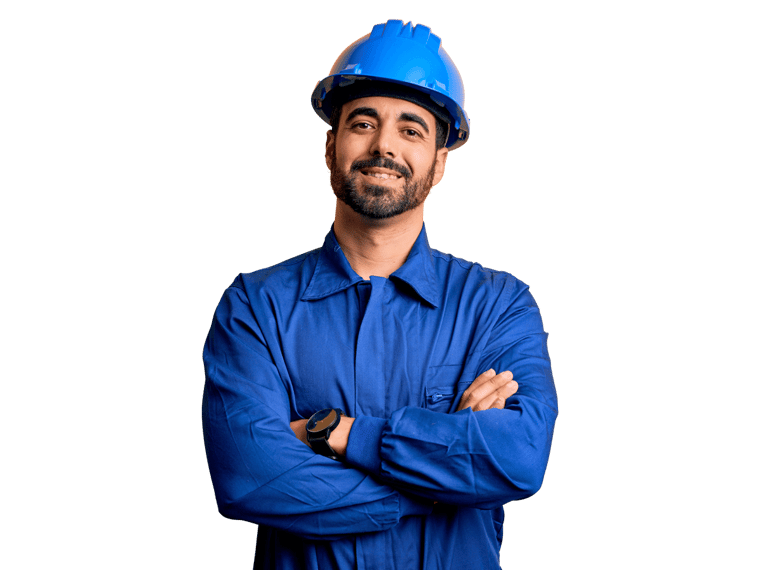 Spanish technical translation services smiling man wearing a blue shirt and hat