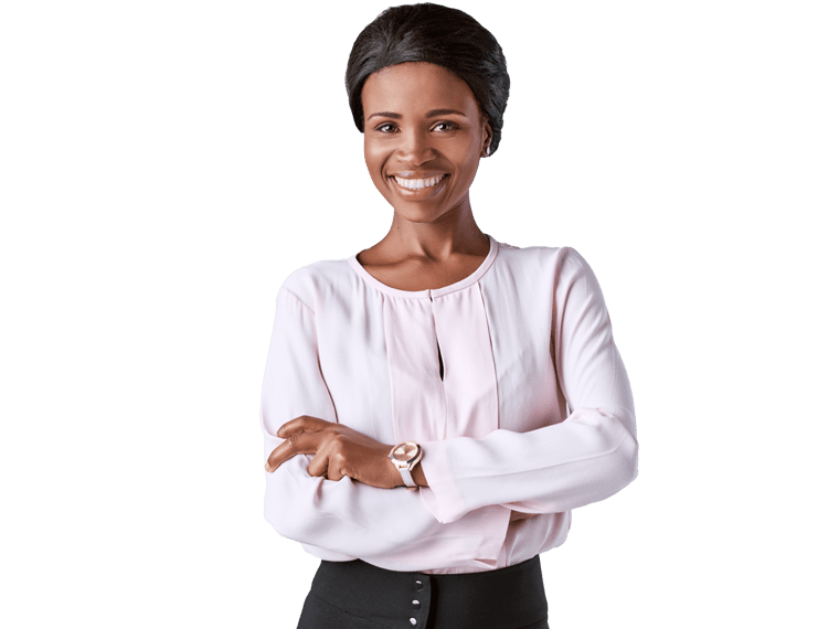 Swahili translation services, Confident black african business woman portrait smiling at camera