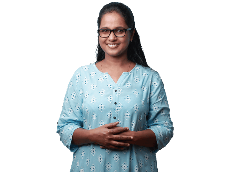 Tamil interpreter expert smiling wearing glasses