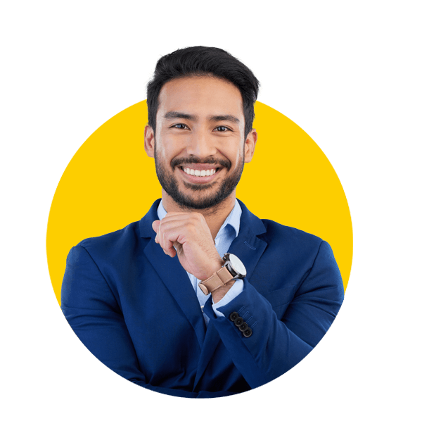 Bank Statements translations UK, Business man, smile and style portrait in studio for corporate or CEO fashion while happy.