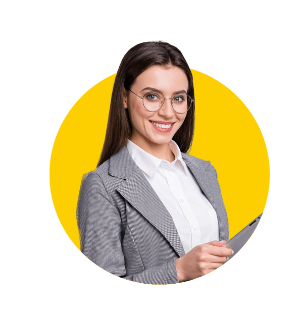 Brochure translations uk, Photo of attractive business lady confident manager worker use modern technology digital tablet.