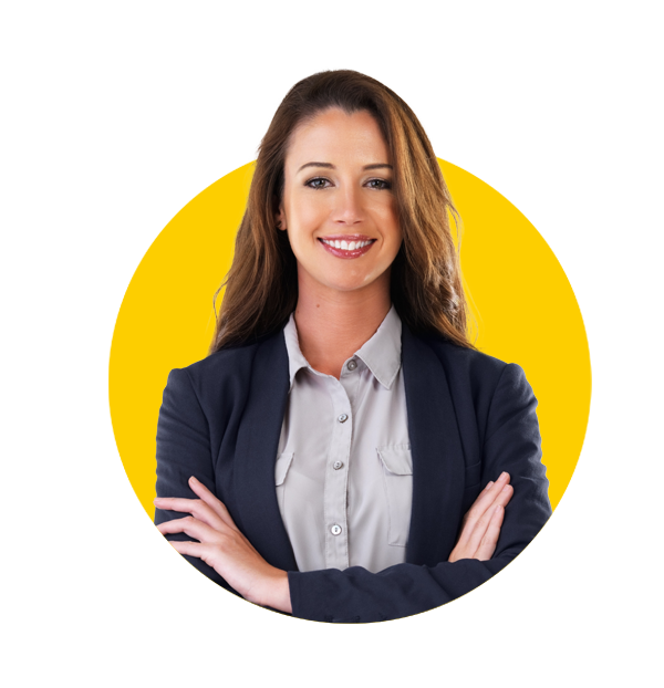 Conference interpreting services by Absolute Translations, portrait of proud confident businesswoman in suit with arms crossed in studio.