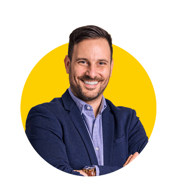 Construction translations uk, Confident handsome mid adult businessman wearing elegant blue suit with arms crossed smiling.