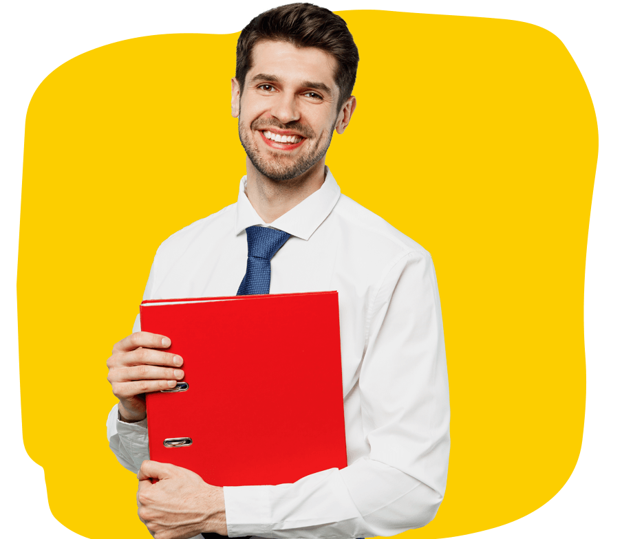 Certified Criminal Record Translation Services – Professional man holding a document folder.