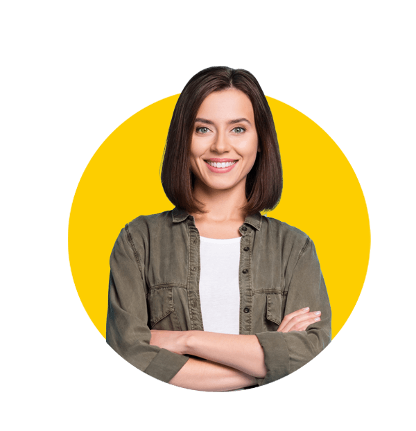 Fashion translations uk, Full body photo of cool satisfied glad lady stand with folded arms wear khaki clothes isolated over sky light color background.